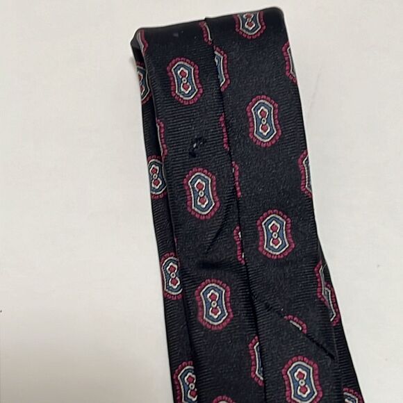 2for25 Christian Dior Silk Vintage Men Tie Black Geometric Luxury Retro Designer - Picture 9 of 11